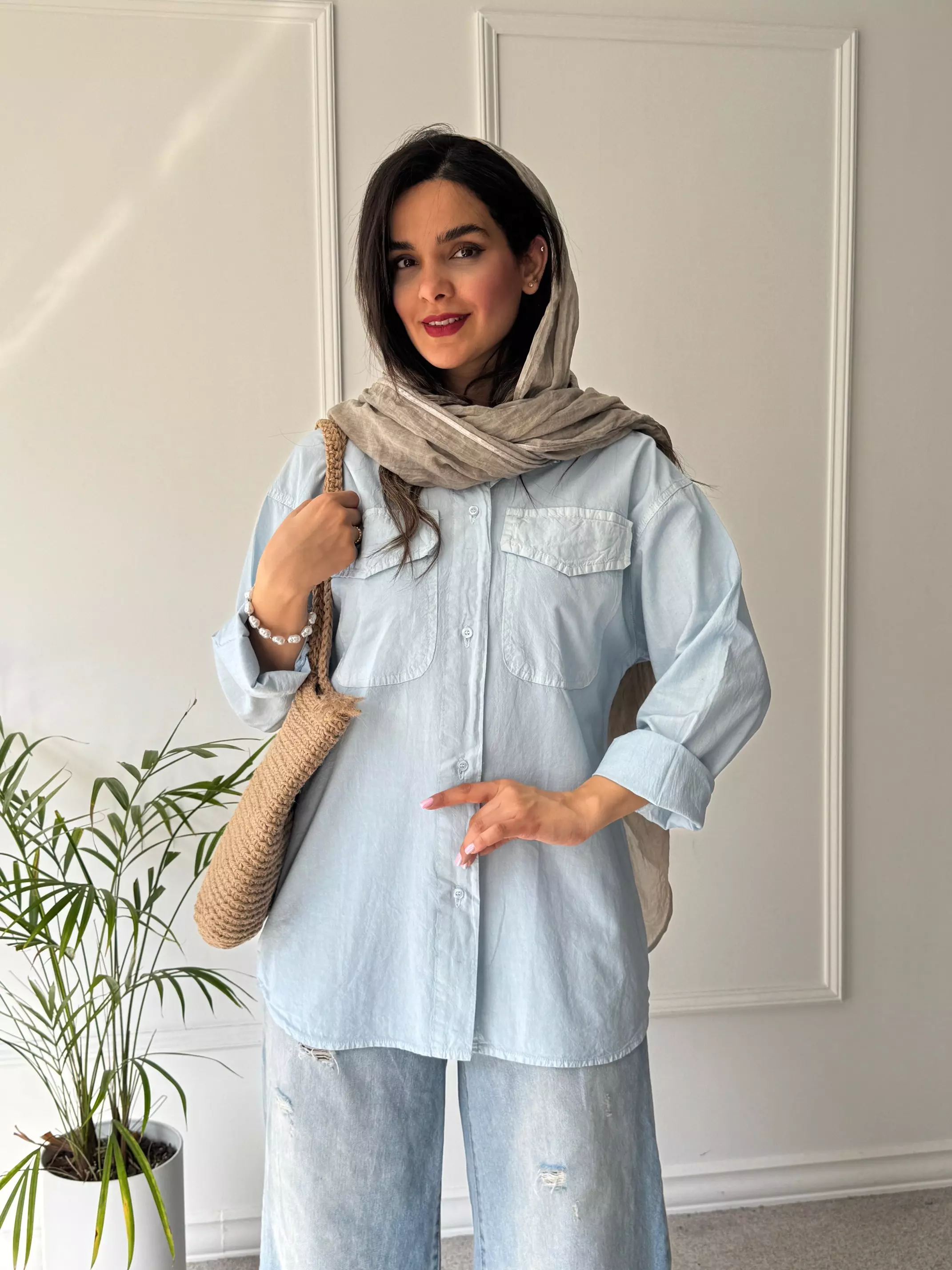 مانتو لینن پنبه مهگل ( دارای ایراد جزئی )